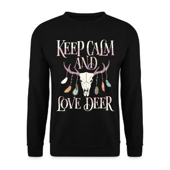 Deer antlers, deer, Keep-Calm saying - Unisex Sweatshirt - black - Front - Alina (178cm) & Michal (187cm)