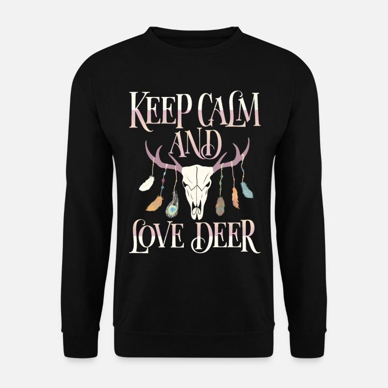 Hirschgeweih, Hirsche, Keep-Calm Spruch - Unisex Pullover - Schwarz