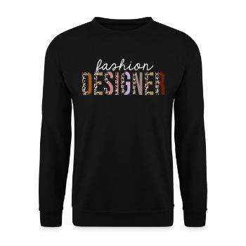 Mode Designer Leopard Print lustiges Geschenk - Unisex Pullover - Schwarz - Vorne - Alina (178cm) & Michal (187cm)