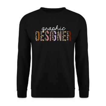 Graphic Designer Leopard Print Funny Gift - Unisex Sweatshirt - black - Front - Alina (178cm) & Michal (187cm)