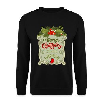 Merry Christmas everyone, Frohe Weihnachten Spruch - Unisex Pullover - Schwarz - Vorne - Alina (178cm) & Michal (187cm)