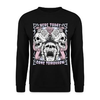Conception de crâne de crâne avec motif de rose motif motard - Sweat-shirt Unisexe - noir - Devant - Alina (178cm) & Michal (187cm)