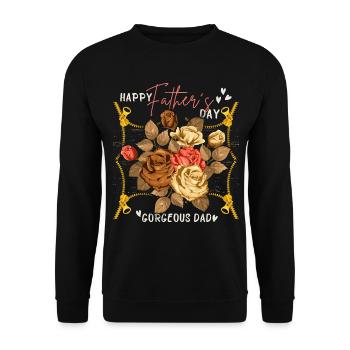 Happy Father's Day, Vatertag mit Vintage-Rosen - Unisex Pullover - Schwarz - Vorne - Alina (178cm) & Michal (187cm)