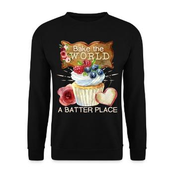 Cupcake, Kuchen backen, lustiger Spruch Muffin - Unisex Pullover - Schwarz - Vorne - Alina (178cm) & Michal (187cm)