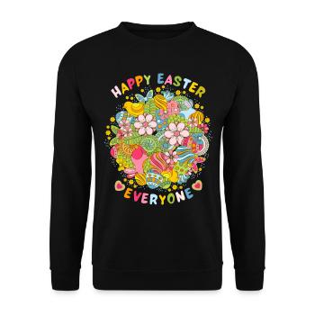 Happy Easter everyone, Frohe Ostern Vintage-Retro - Unisex Pullover - Schwarz - Vorne - Alina (178cm) & Michal (187cm)