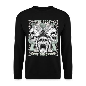 Conception de crâne de crâne avec motif de rose motif motard - Sweat-shirt Unisexe - noir - Devant - Alina (178cm) & Michal (187cm)