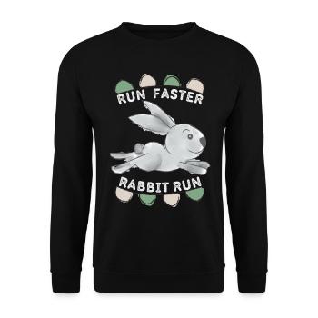 Run-Faster-Rabbit-Run, Sweet Rabbit, Funny Saying - Unisex Sweatshirt - black - Front - Alina (178cm) & Michal (187cm)