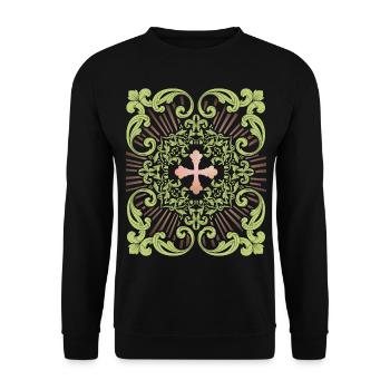 Jesus-Kreuz, Jesus Christus Kreuz, Vintage-Kreuz - Unisex Pullover - Schwarz - Vorne - Alina (178cm) & Michal (187cm)