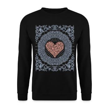 Herz-Ornament, romantisches Valentinstag-Motiv - Unisex Pullover - Schwarz - Vorne - Alina (178cm) & Michal (187cm)