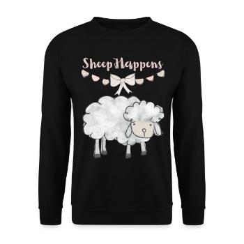 Mouton mouton drôle en disant morsures de mouton, jeu de mots - Sweat-shirt Unisexe - noir - Devant - Alina (178cm) & Michal (187cm)