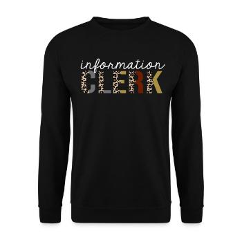 Information Clerk Leopard Print lustiges Geschenk - Unisex Pullover - Schwarz - Vorne - Alina (178cm) & Michal (187cm)