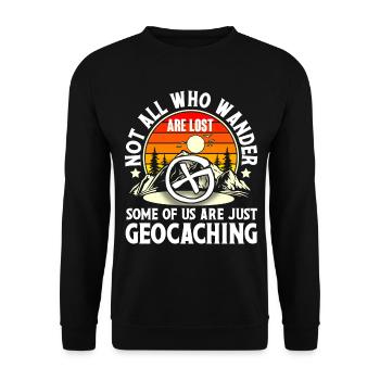 Geocache Geocaching Geocacher - Unisex Pullover - Schwarz - Vorne - Alina (178cm) & Michal (187cm)