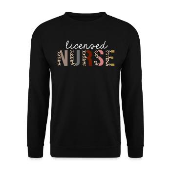 Cadeau drôle d'infirmière autorisée à imprimé léopard - Sweat-shirt Unisexe - noir - Devant - Alina (178cm) & Michal (187cm)