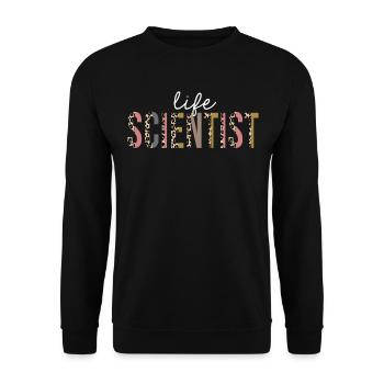 Leben-Wissenschaftler-Leopard-Druck-lustiges Geschenk - Unisex Pullover - Schwarz - Vorne - Alina (178cm) & Michal (187cm)