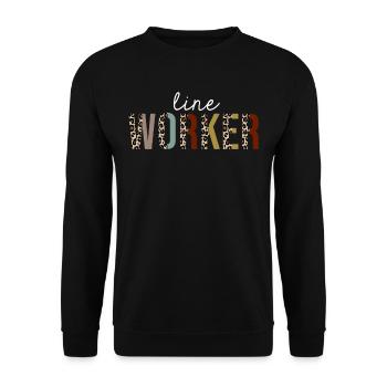 Linienarbeiter-Leoparden-Druck-lustiges Geschenk - Unisex Pullover - Schwarz - Vorne - Alina (178cm) & Michal (187cm)