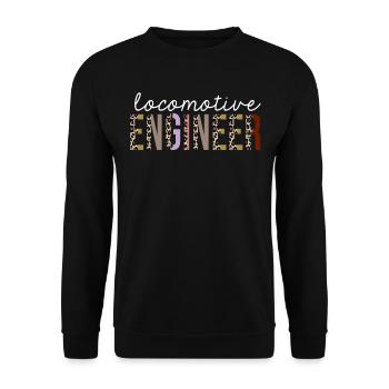 Cadeau drôle d'ingénieur de locomotive imprimé léopard - Sweat-shirt Unisexe - noir - Devant - Alina (178cm) & Michal (187cm)