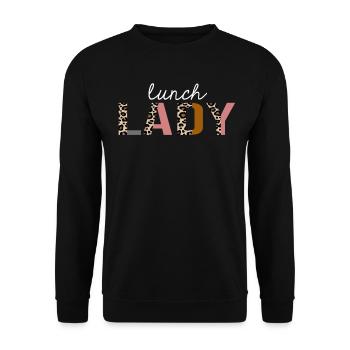 Cadeau drôle d'impression de léopard de dame de déjeuner - Sweat-shirt Unisexe - noir - Devant - Alina (178cm) & Michal (187cm)