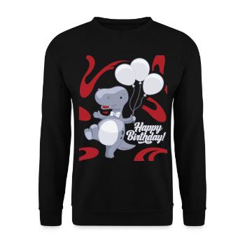 Dinosaur Balloons Happy-Birthday, Birthday - Unisex Sweatshirt - black - Front - Alina (178cm) & Michal (187cm)