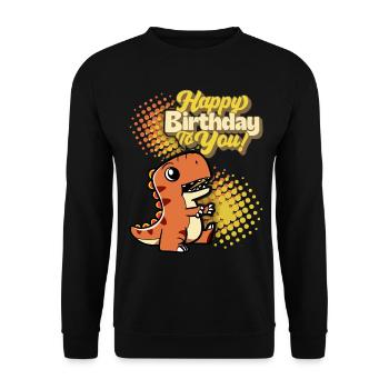 Birthday Dinosaur, Happy-Birthday Typography - Unisex Sweatshirt - black - Front - Alina (178cm) & Michal (187cm)