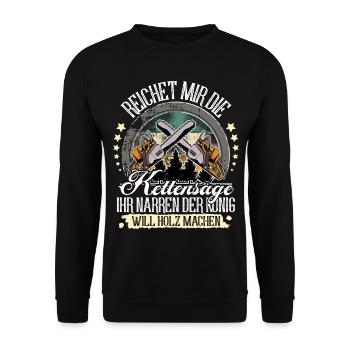 Holzfäller Baumfäller - Unisex Pullover - Schwarz - Vorne - Alina (178cm) & Michal (187cm)