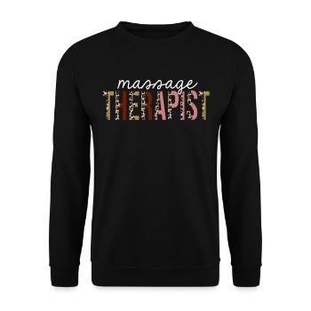 Masseur Leopard Print Lustiges Geschenk - Unisex Pullover - Schwarz - Vorne - Alina (178cm) & Michal (187cm)