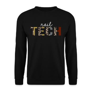 Nail Tech Leopard Print Lustiges Geschenk - Unisex Pullover - Schwarz - Vorne - Alina (178cm) & Michal (187cm)