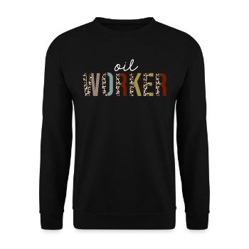 Oil Worker Leopard Print Drôle de cadeau - Sweat-shirt Unisexe - noir - Devant - Alina (178cm) & Michal (187cm)