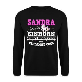 Sandra Mädchen Frauen Namen Geschenk - Unisex Pullover - Schwarz - Vorne - Alina (178cm) & Michal (187cm)