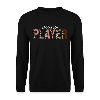 Piano Player Leopard Print Lustiges Geschenk - Unisex Pullover - Schwarz - Vorne - Alina (178cm) & Michal (187cm)