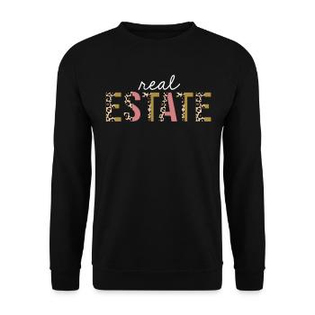 Immobilier Leopard Print Drôle Cadeau - Sweat-shirt Unisexe - noir - Devant - Alina (178cm) & Michal (187cm)