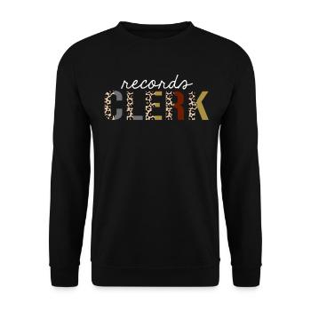 Commis aux records Leopard Print Drôle cadeau - Sweat-shirt Unisexe - noir - Devant - Alina (178cm) & Michal (187cm)