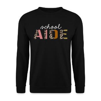 Schule Aide Leopard Print Lustiges Geschenk - Unisex Pullover - Schwarz - Vorne - Alina (178cm) & Michal (187cm)