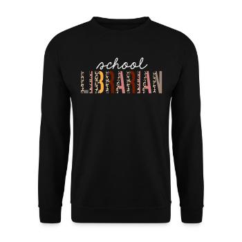 School Librarian Leopard Print Funny Gift - Unisex Sweatshirt - black - Front - Alina (178cm) & Michal (187cm)