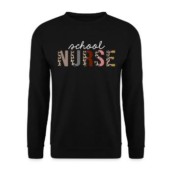 Schulkrankenschwester Leopard Print Lustiges Geschenk - Unisex Pullover - Schwarz - Vorne - Alina (178cm) & Michal (187cm)
