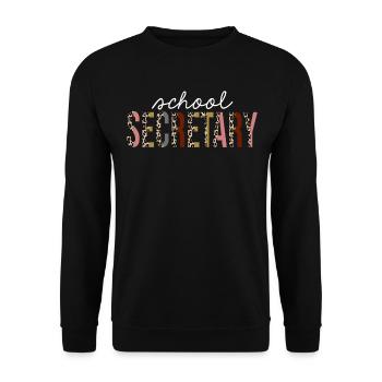 Schulsekretärin Leopardenmuster lustiges Geschenk - Unisex Pullover - Schwarz - Vorne - Alina (178cm) & Michal (187cm)