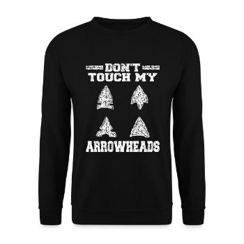 Pfeilspitzenjagd | Arrowhead Hunting Geschenkideen - Unisex Pullover - Schwarz - Vorne - Alina (178cm) & Michal (187cm)