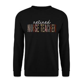 Retired Nurse Teacher Leopard Print Funny Gift - Unisex Sweatshirt - black - Front - Alina (178cm) & Michal (187cm)