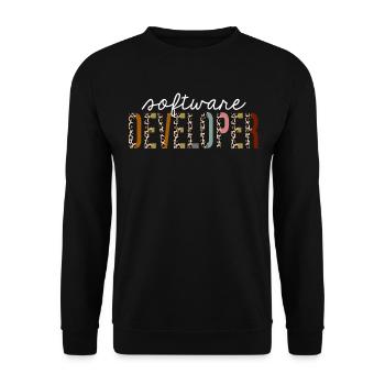 Software Developer Leopard Print Funny Gift - Unisex Sweatshirt - black - Front - Alina (178cm) & Michal (187cm)
