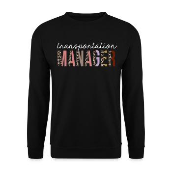 Transportation Manager Leopard Print lustiges Geschenk - Unisex Pullover - Schwarz - Vorne - Alina (178cm) & Michal (187cm)
