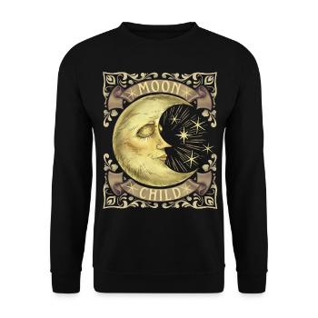 Moon-Child, Crescent, Boho Vintage, Victorian - Unisex Sweatshirt - black - Front - Alina (178cm) & Michal (187cm)