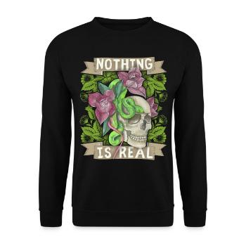 Skull with snake and flowers, funny saying - Unisex Sweatshirt - black - Front - Alina (178cm) & Michal (187cm)