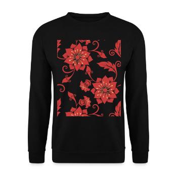 Motifs, motifs floraux, fleurs décoratives, affiches - Sweat-shirt Unisexe - noir - Devant - Alina (178cm) & Michal (187cm)