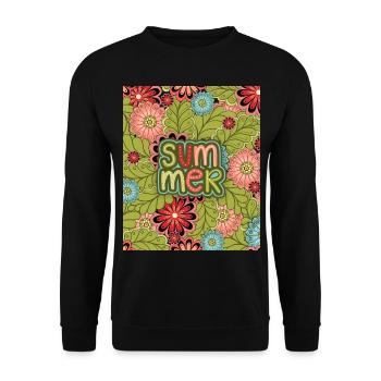 Été, Motif, Motif floral, Motif d’été - Sweat-shirt Unisexe - noir - Devant - Alina (178cm) & Michal (187cm)