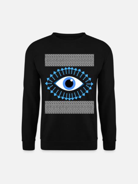 Ancient Greek meandering blue eye - Unisex Sweatshirt - black
