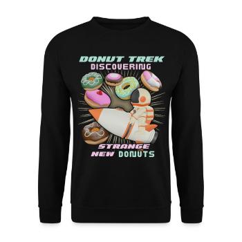 Donut trek, donuts in space, funny astronaut - Unisex Sweatshirt - black - Front - Alina (178cm) & Michal (187cm)