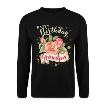 Grandpa Birthday Vintage Style Happy Birthday Grandpa - Unisex Sweatshirt - black - Front - Alina (178cm) & Michal (187cm)