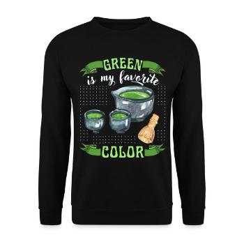 Matcha Tee, grüner Tee, lustiger Spruch - Unisex Pullover - Schwarz - Vorne - Alina (178cm) & Michal (187cm)
