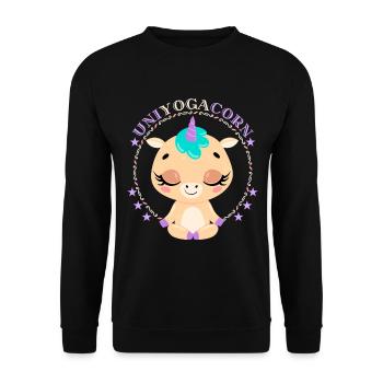 Licorne de yoga, licorne de yoga, dicton drôle - Sweat-shirt Unisexe - noir - Devant - Alina (178cm) & Michal (187cm)
