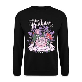 Vintage Style Happy Birthday Grandpa Grandpa Birthday Birthday - Unisex Sweatshirt - black - Front - Alina (178cm) & Michal (187cm)
