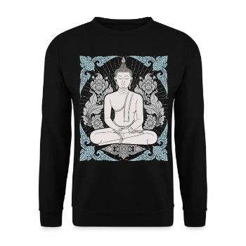 Buddhism Thai-Buddha Meditation-Buddha Thailand - Unisex Sweatshirt - black - Front - Alina (178cm) & Michal (187cm)